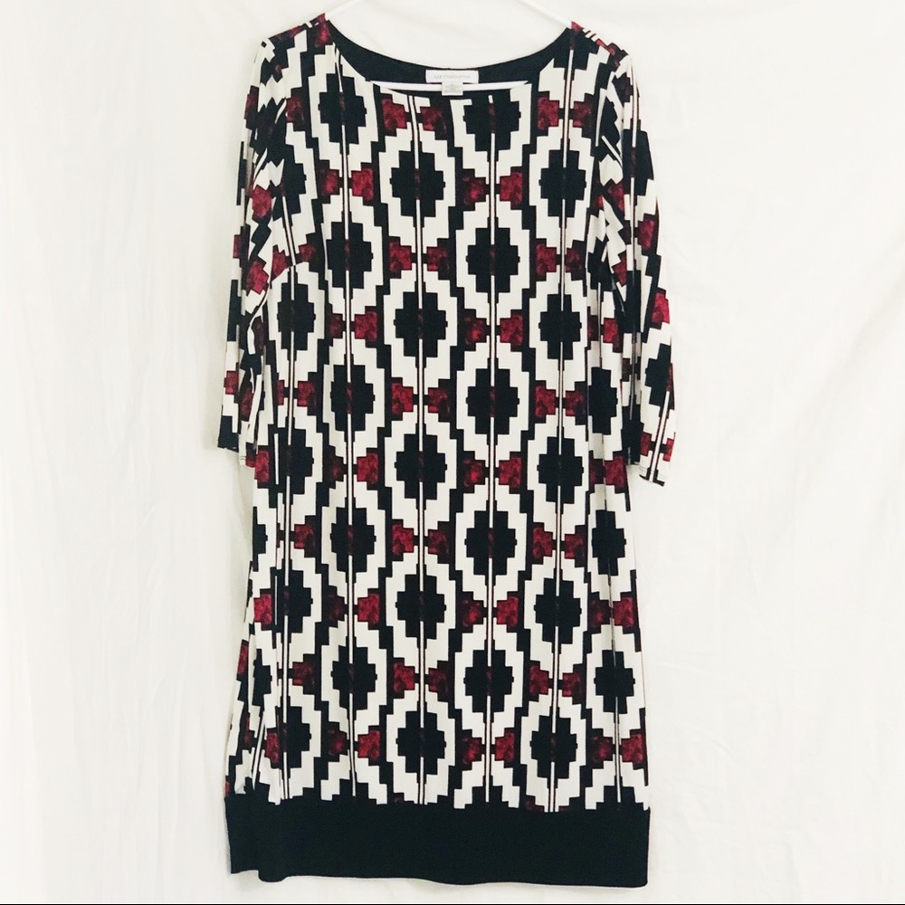 Liz Claiborne Geometric Print 3/4 Sleeve Dress